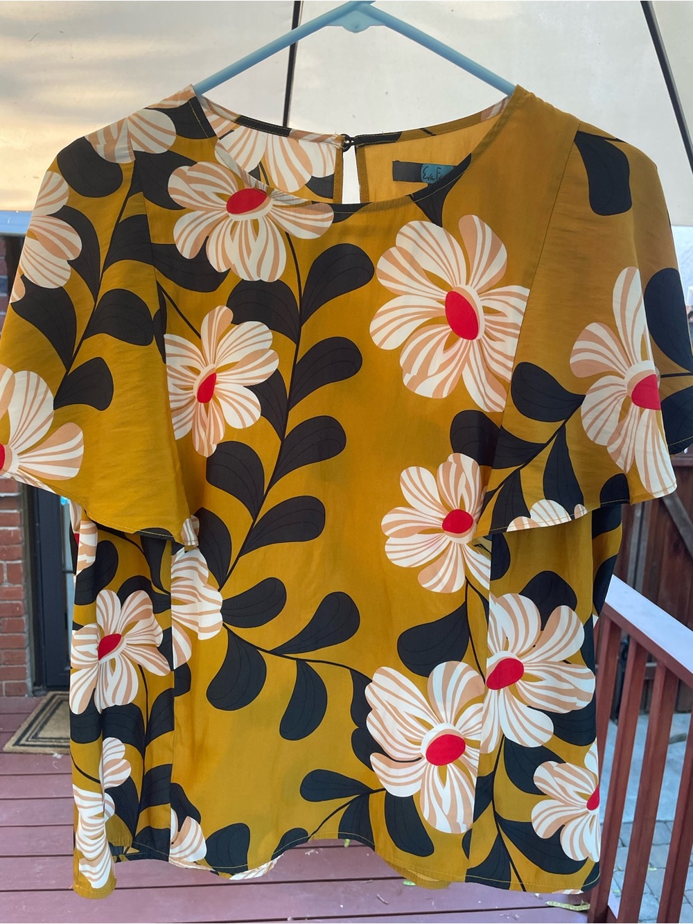 Eva Franco/Anthropologie Floral Flutter Sleeve Blouse